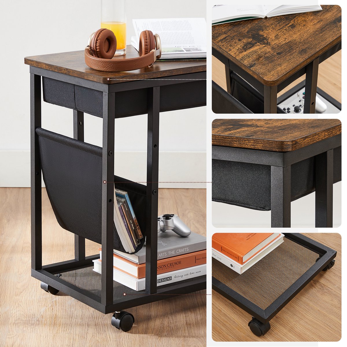  Side Table Industrial Style - Brown Black